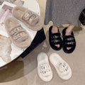 Furry slippers for women outwearfall and winter indoor home belt buckle popularplus sizethick solestuffed velvet cotton slippers trendy