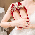 Autum wedding shoes for women with thick heels 2023 new arrival bride chinoiserie red fleece-lined xiuhe wedding dress two-wear high heels not tiring feet
