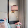 Hotel square bedside reading wall lamp nordic spotlight with switch usb room bedroom adjustable angle