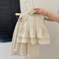New girls' summer korean style sleeveless polka dot outfit - versatile, stylish, and trendy kids' clothing for baby girls