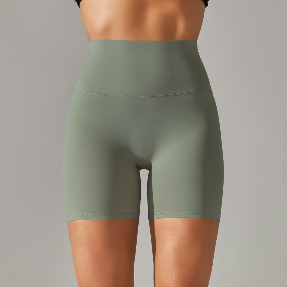 Spring/summer new solid color yoga shorts - double-sided brushed, high-waisted, stretchy, activewear, fitness, 3/4 length yoga pants for women