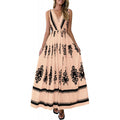 Amazon fashion v neck sleeveless suspender skirt women's  summer bohemia style beach vacation skirt