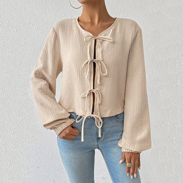women's clothing elegant intellectual style T-shirt autumn and winter new loose and thin short strap cardigan top