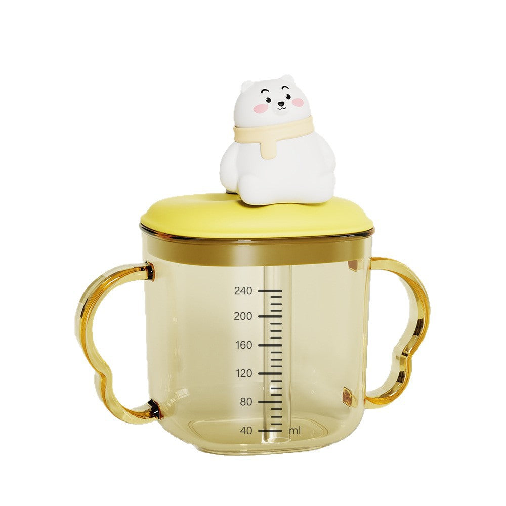 Summer new ppsu high-temperature resistant baby bear water bottle, anti-choking straw cup for home use, children's training cup