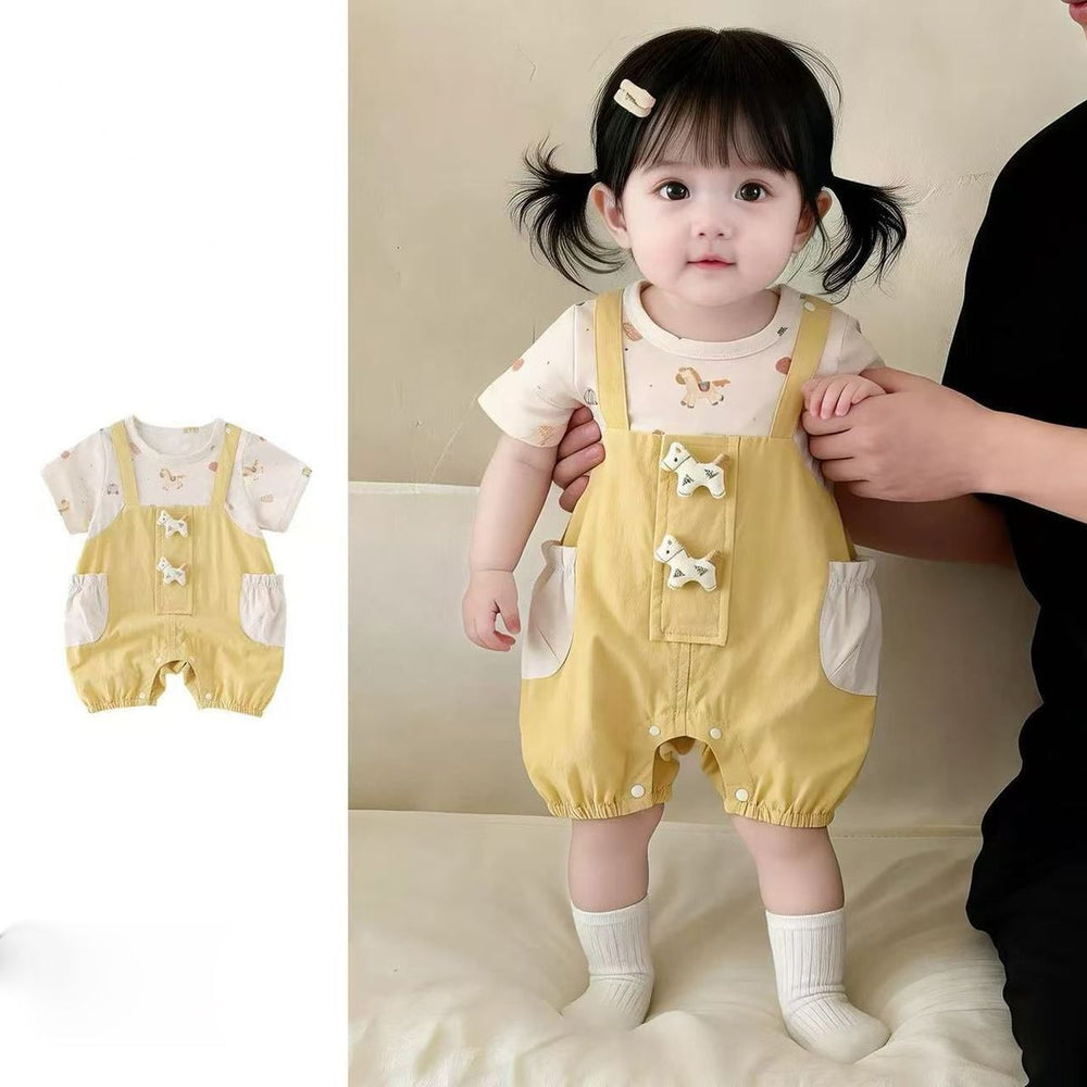 Summer romper infant baby bodysuit cool comfortable thin breathable short sleeve onesie cartoon style