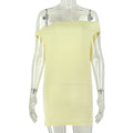 Fashion style cross-border pure color simple women's clothing elegant silm hip skirt one-line collar sleeveless tube top short new dress