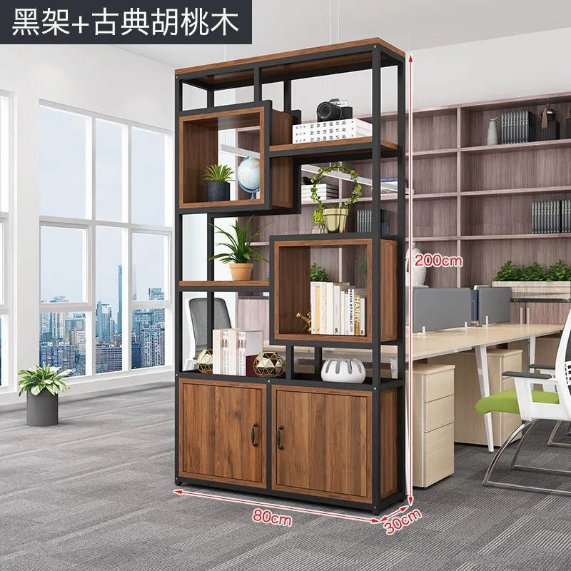 Office screen partition bookshelf storage rack iron floor-standing flower rack decorative rack dining room living room entrance display rack