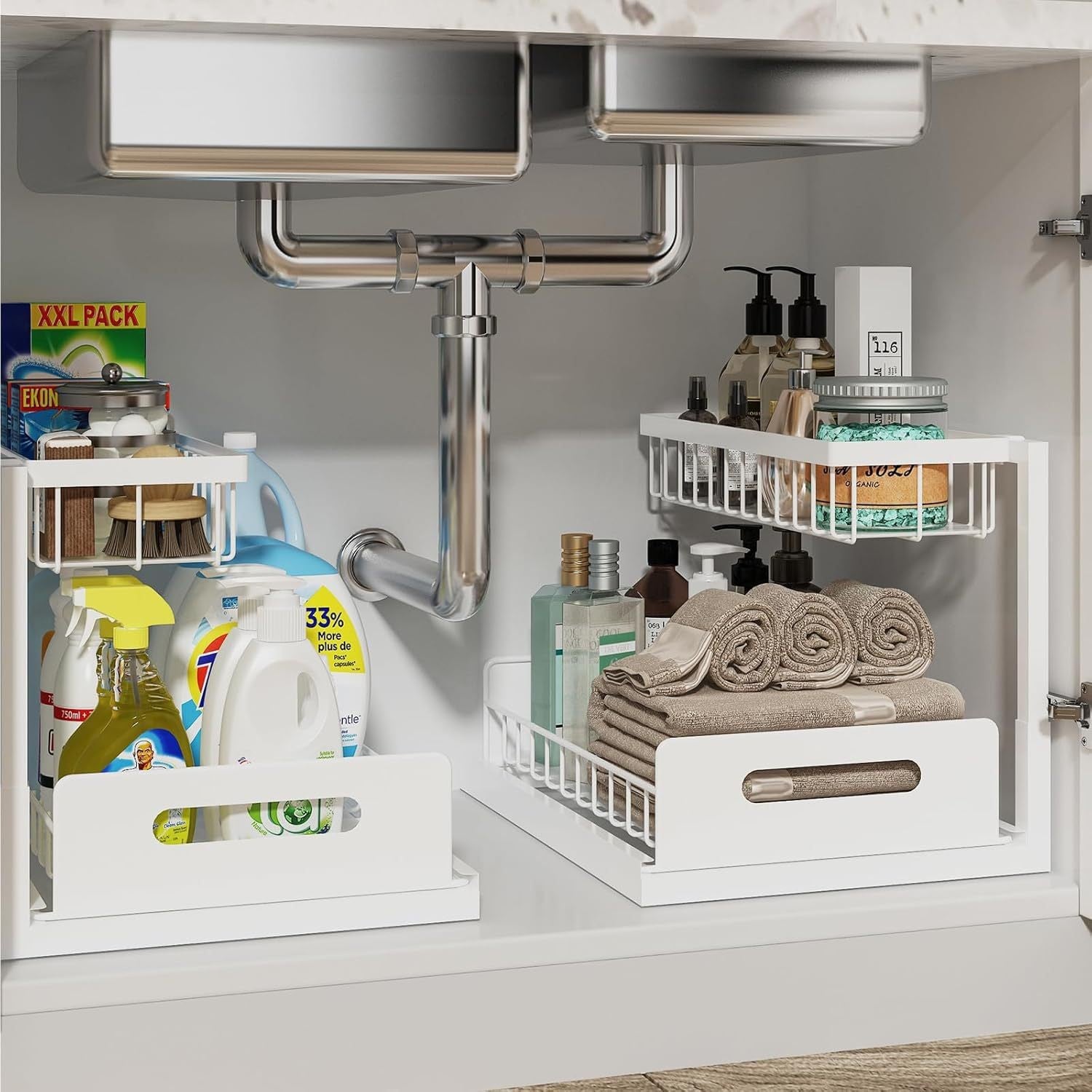 Spot Cross-border Kitchen Storage Shelf Under Sink Storage Pull-out Basket Multifunctional Kitchen Seasoning Rack Storage Rack