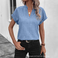 European and american cross-border women's fashion:  summer new arrivals - minimalist chic v-neck short-sleeve linen blouse/shirt for women