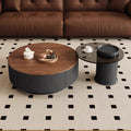 Minimalist mid-century modern round solid wood coffee table for home living room, light luxury small apartment, modern high-end creative combination
