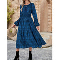 Shipped: european and american export women's clothing -  cross-border fashion geometric print casual long sleeve dress