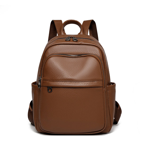 Premium  backpack bag women's simple  fashion soft pu leather women's backpack commuter leisure travel bag