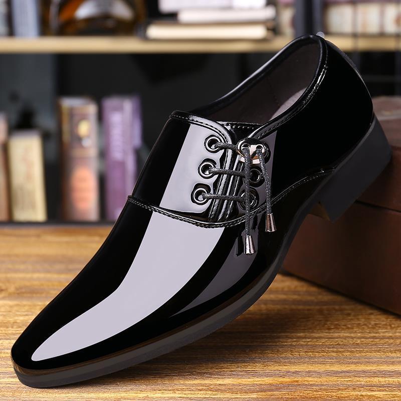 Men's casual leather shoes - stylish & versatile dress shoes for business, pointed toe patent leather office & wedding shoes