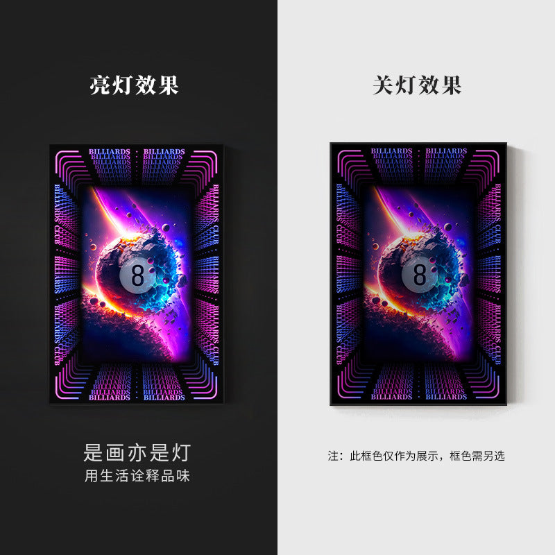 Trend billiard room luminous decorative painting imitation abyss mirror cyberpunk astronaut hanging painting billiard hall luminous lamp painting