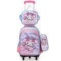 New arrival concave and convex leather primary school student pull rod school bag for grades 3 to 6 kids cartoon three-piece set backpack in stock