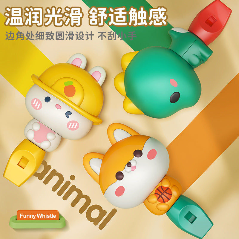 Cute cartoon whistle rabbit dinosaur shiba inu style lanyard whistle small horn kindergarten kids educational toy