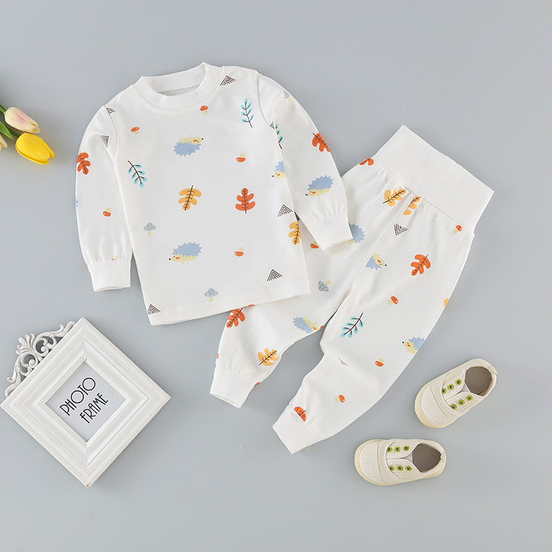 Wholesale high-waisted baby thermal underwear sets, newborn bodysuits, 0-3 years old kids' clothes, boys' and girls' long johns