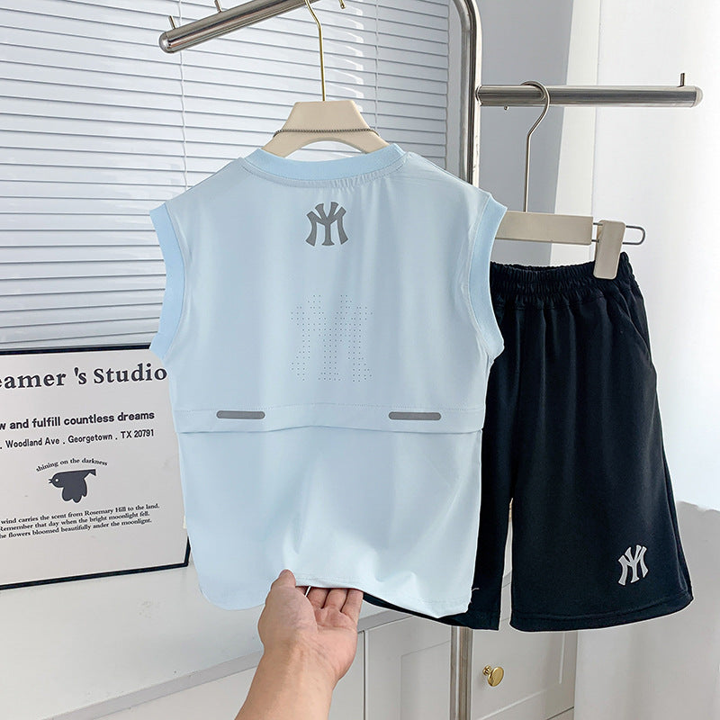 【ice silk quick-dry】kids' summer new arrival thin & breathable cool & comfortable sports set for mid-to-large children yn