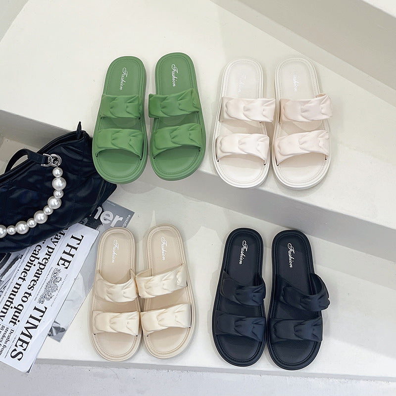 Women's slippers - fairy style, new summer 2024 collection, fashionable, elegant, versatile, flat, one-strap, beach sandals