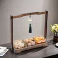 Lifting plate [three compartments] + amber glass bowl