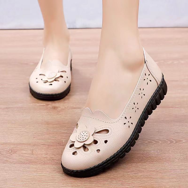 Soft leather soft bottom ladieswear shoes flatsabrasion resistantwaterproofbows work shoes wechat group purchase live broadcast one piece dropshipping