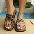 plus size leopard print toe flats slippers for women outwearsummernew arrivalcasualfashion beach vacation sandals