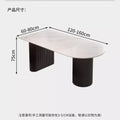 French cream half-round rock slab dining table and chairs - modern minimalist italian style dining set for small spaces