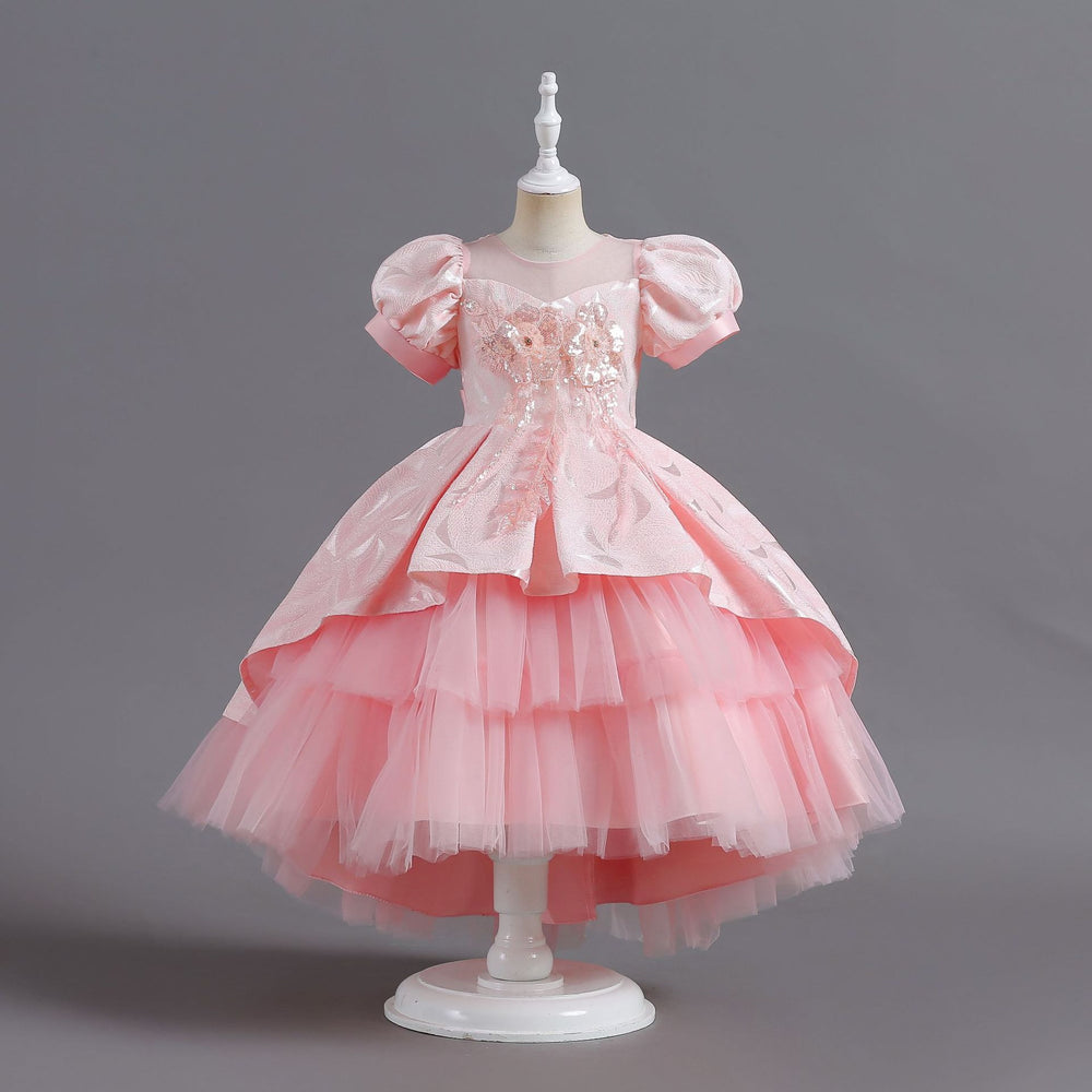 Export children's clothing trailing princess dress sequin pattern wedding dress evening dress christmas holiday dress girl dress