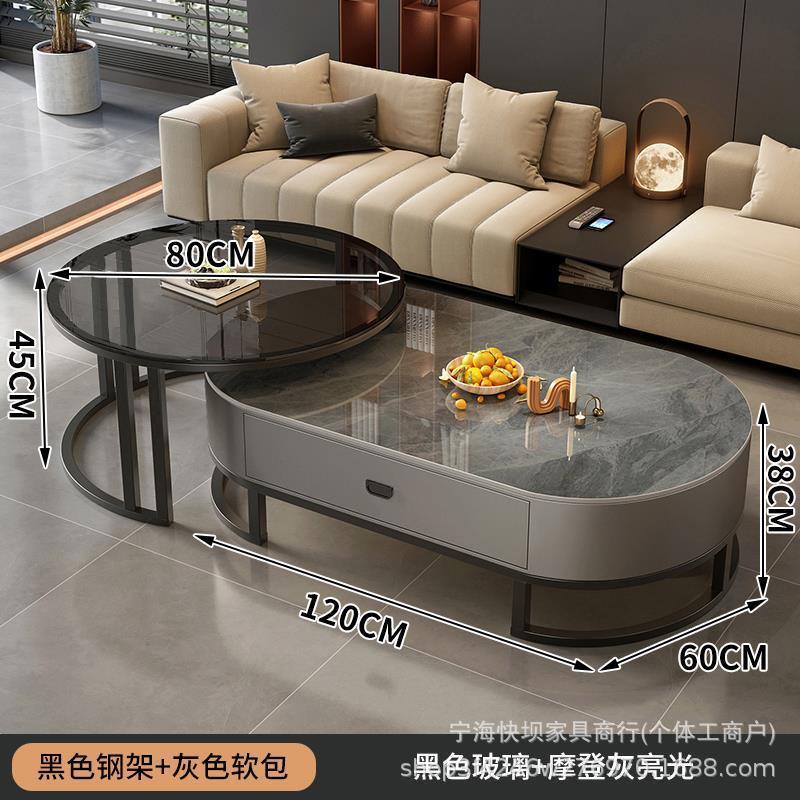 Coffee table living room for homeaccessible luxury oval modern casual type popular glass small tea table slate small apartment accessible luxury