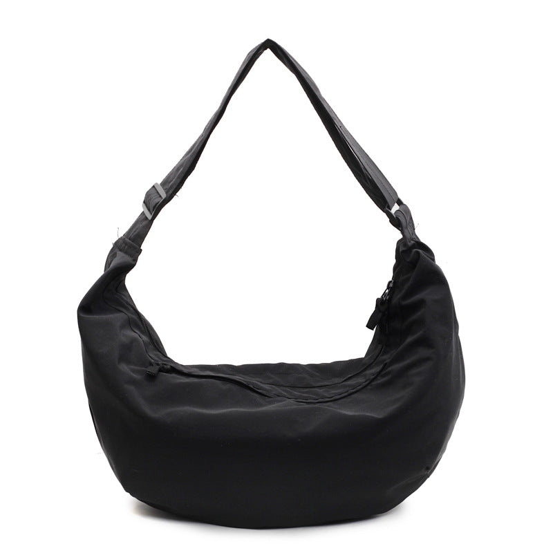 Large capacity fashion casual canvas bag women's versatile minimalist solid color student school crossbody bag lightweight shoulder bag