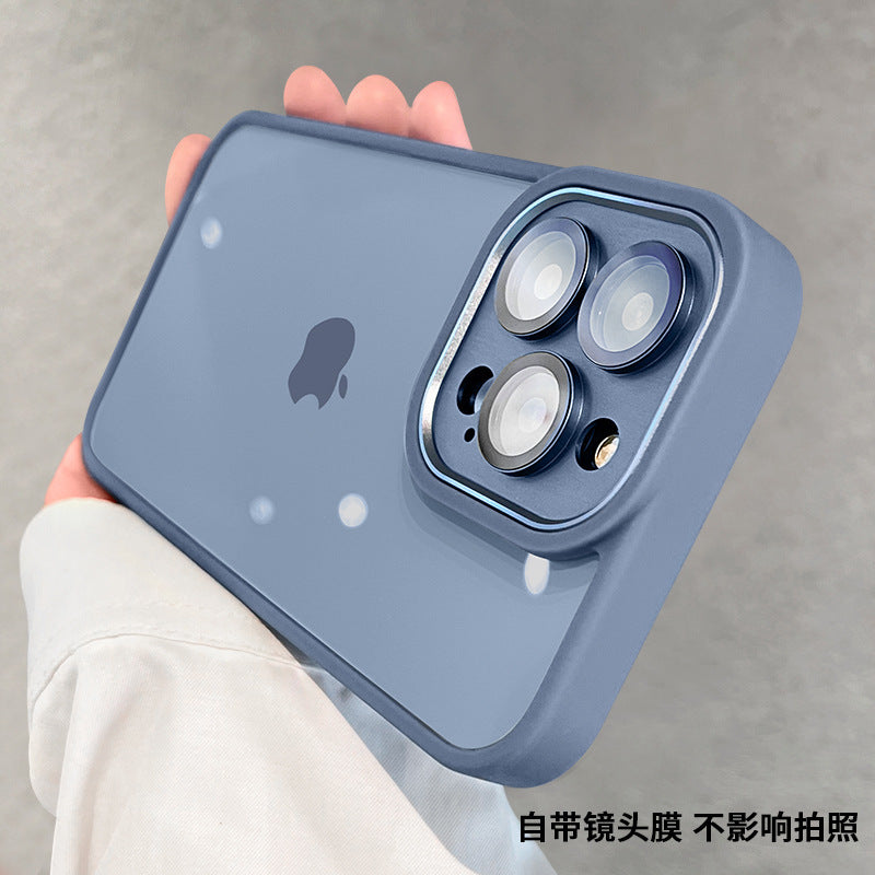 Suitable for iphone16 mobile phone case, gold shield all-inclusive lens film, apple 14 transparent anti-fall 13promax protective case