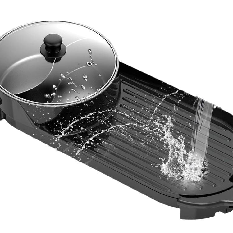 Korean style electric grill hot pot grill all-in-one pot for home shabu-broil multifunctional smokeless non-stick barbecue plate electric baking pan