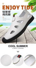 [source factory] soft leather sandals menfashioneasiest for matchcut outcasual cool leather shoes breathable soft bottom crocs