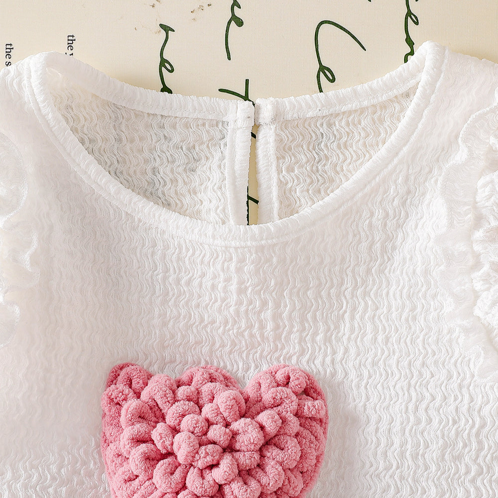 Girls' tulip crochet ruffle trim tank top and floral shorts two-piece set - summer korean style casual outfit for kids - trendy