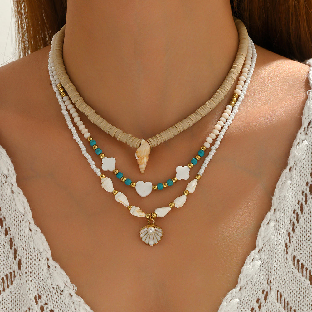 Wholesale seashell necklace set - european & american style, bohemian beach vacation accessories, beaded choker necklace for women