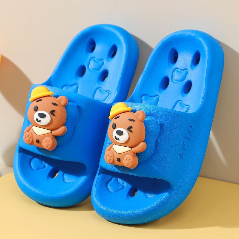 Eva kids' leak-proof cartoon anti-slip hollow-out summer home quick-dry baby slippers bathroom girls' bath slippers