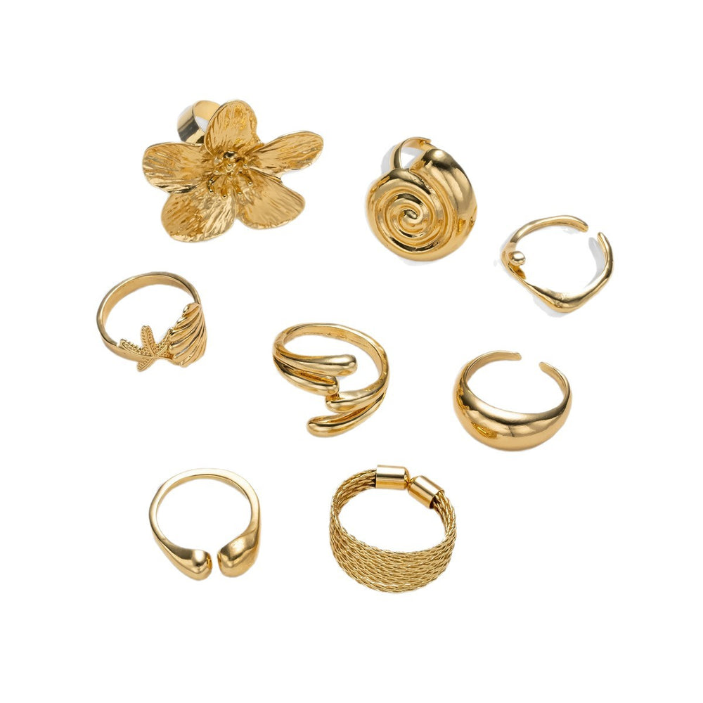 jewelry wholesale, european and american style, ocean-themed starfish ring set, beach vacation style, accessible luxury, high-end hand jewelry