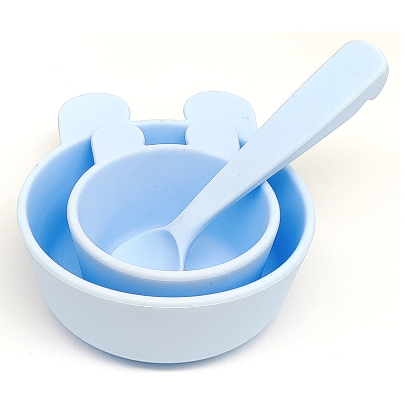 Food grade silicone complementary food bowl baby eating bowl training children cute rabbit suction cup bowl anti-drop feeding tableware