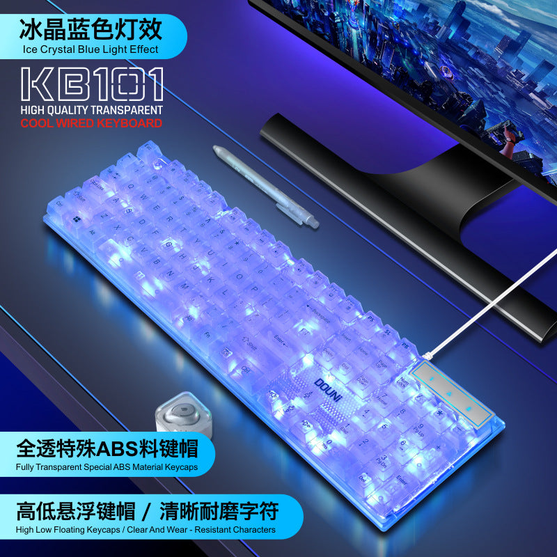 Dou ni kb101 colorful illuminated rgb transparent keyboard - mechanical feel, wired gaming keyboard for laptops
