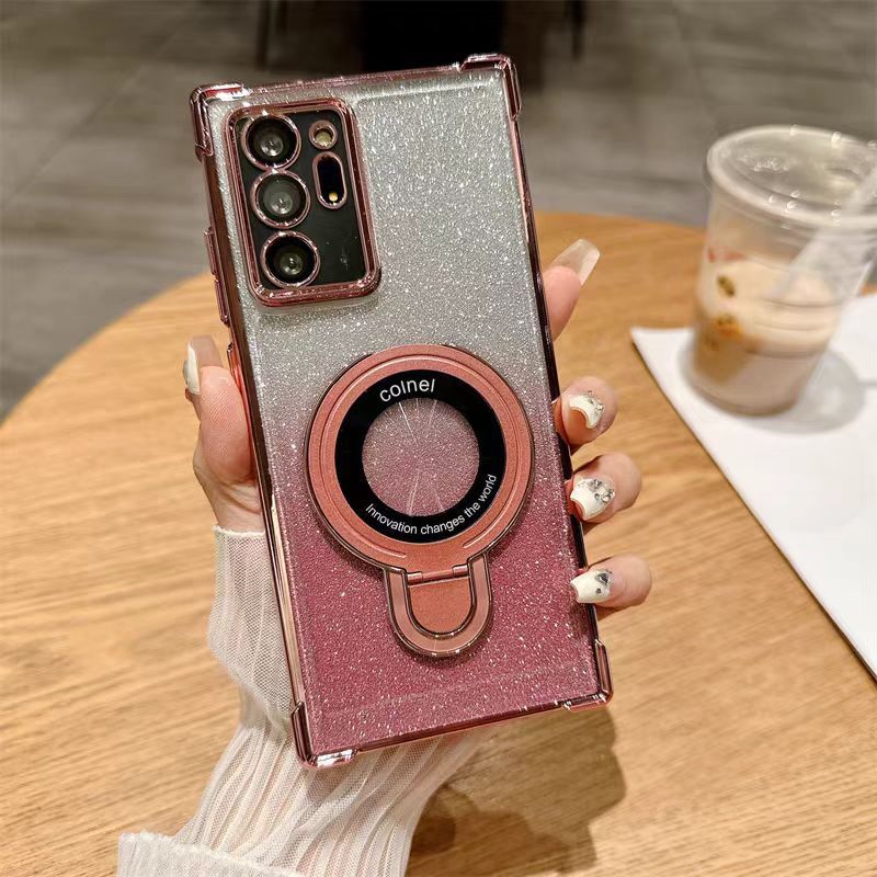 Suitable for samsung s26ultra bracket mobile phone case electroplated four-corner airbag anti-fall s25u lens film s24plus