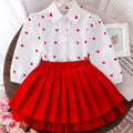 Children's clothing  fashion children's clothing cross-border love shirt pleated cake skirt two pieces