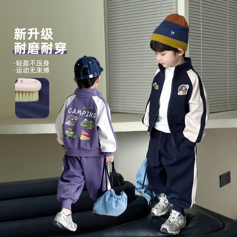 Boys' suit kids autumn sportswear  autumn new boys' early autumn clothes cool and handsome children's two-piece set