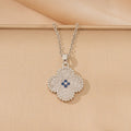 popular zircon-inlaid four-leaf clover necklace, accessible luxury, niche women's summer fashion, non-fading clavicle chain earrings jewelry