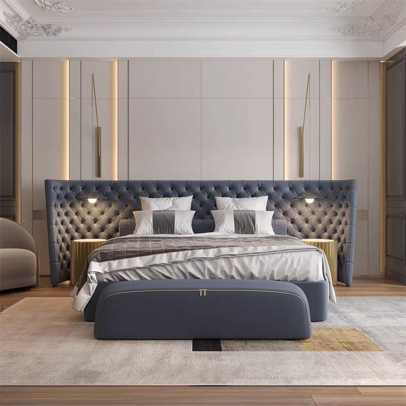 Fabric double backrest bed casual postmodern house mansion princess bed large apartment buckle french widescreen bed