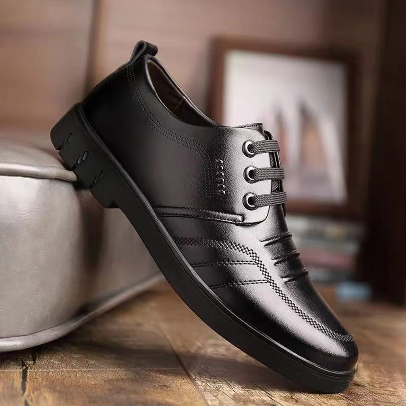 New men's casual leather shoes - spring collection: trendy, breathable work shoes, soft leather casual sneakers with flexible soles