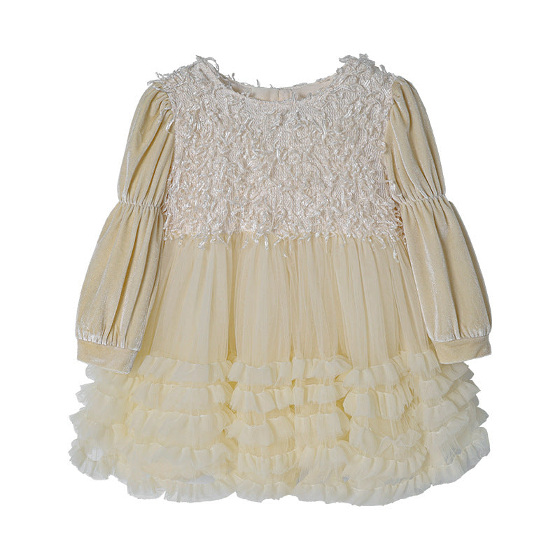 Girls' dress - new autumn  korean style, chic and elegant baby girl fairy princess dress, birthday party gown, trendy tulle skirt