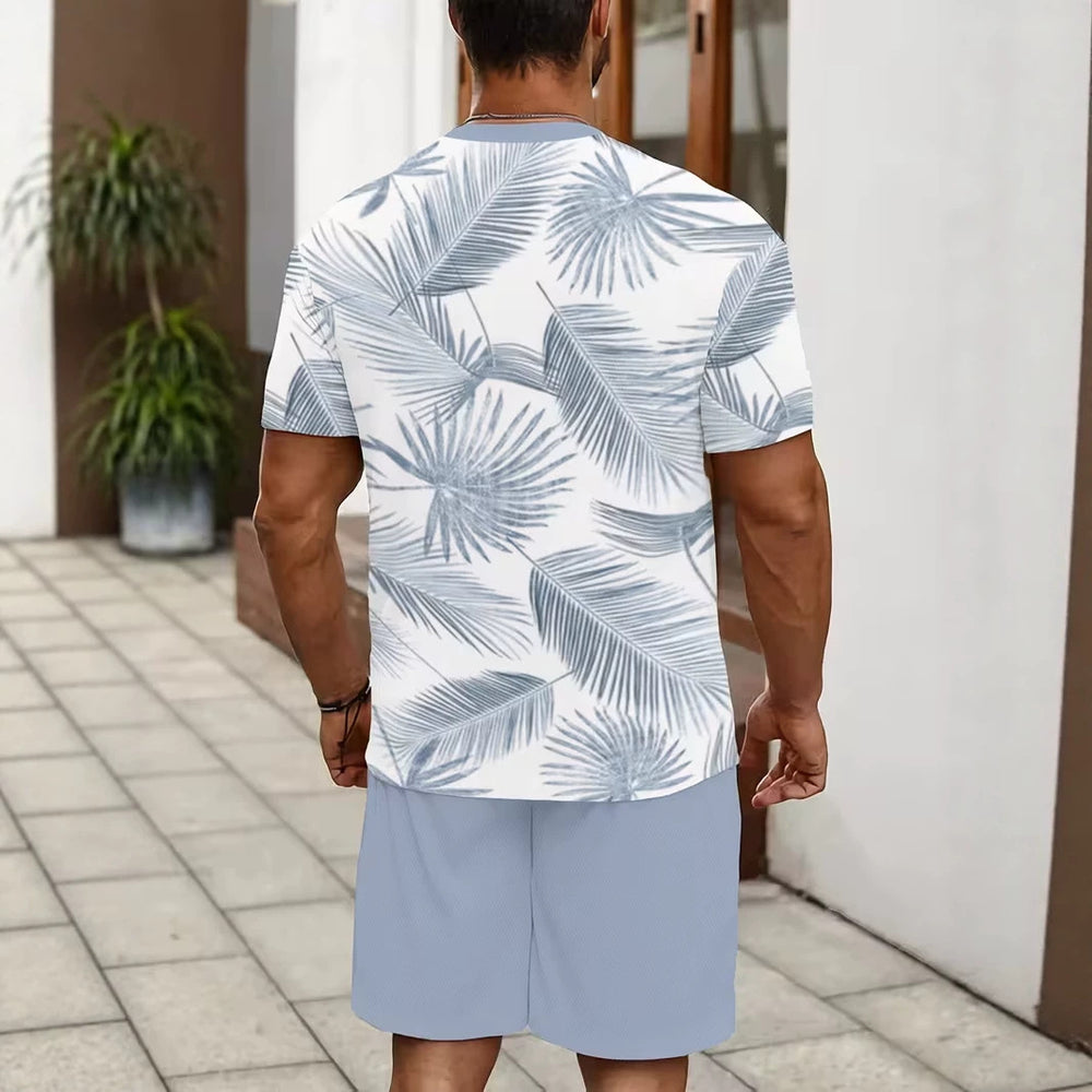 men's short-sleeve and shorts set, casual sportswear set, 3d printed cross-border hot seller, dropshipping available
