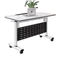 Mobile folding table and chair set, interlocking flip-top office desk, bench seating, training table with wheels, multifunctional conference table