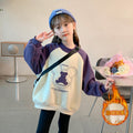 Girls' hoodie -  spring/autumn new korean style, stylish winter outfit, mid-to-large children's one-piece fleece jacket, thickened top