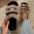 Winternew arrival indoor and outdoor open fur slippers for women easiest for match webbing k-stylestuffed home indoor one-line cotton women